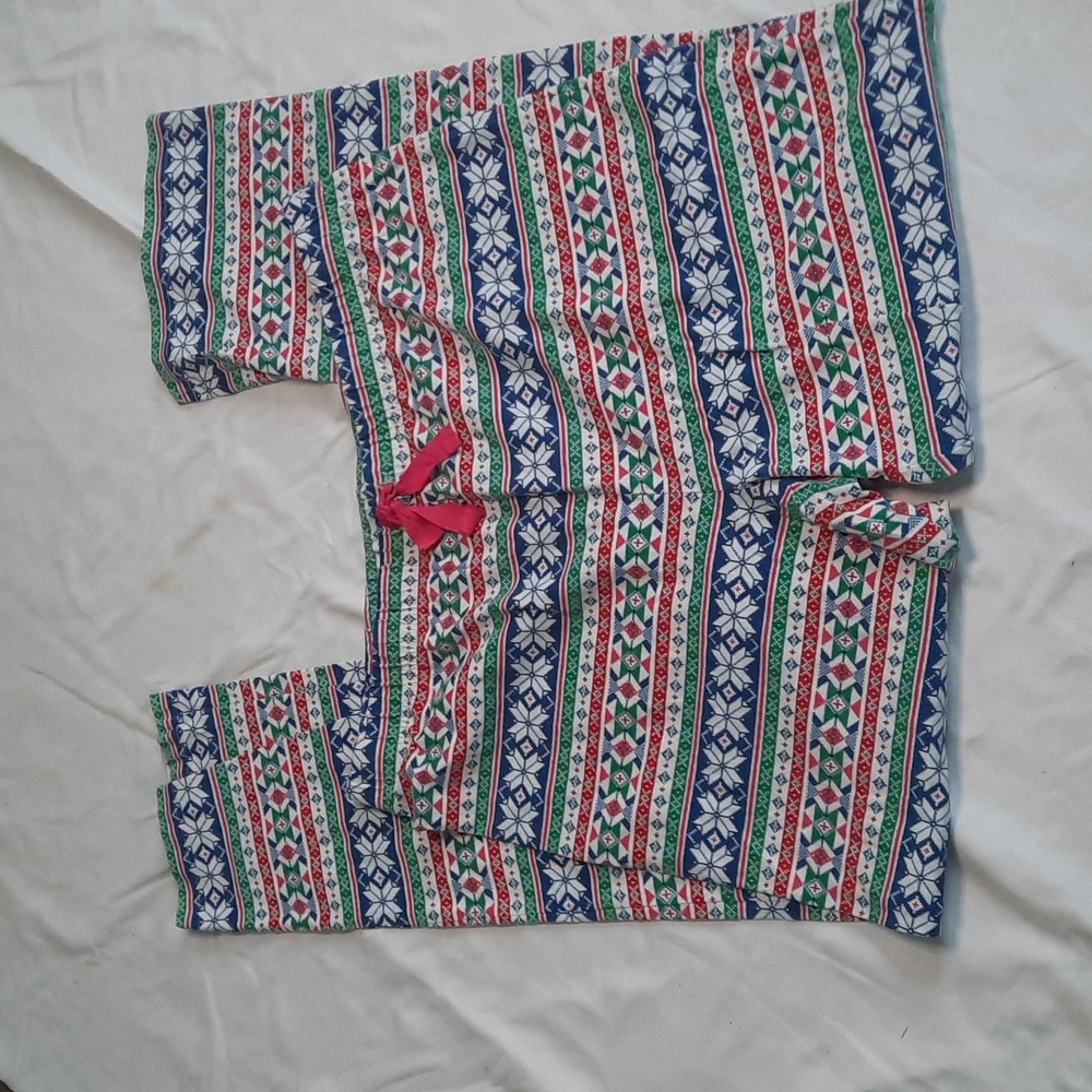 Lands End Sz L 14 16 Snowflake Christmas Holiday Pajama Bottom Pants
